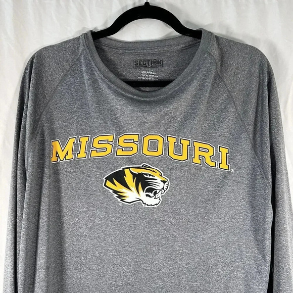 Missouri Tigers Shirt Men's Large Grey Long Sleeve Crew Neck Pullover - Picture 2 of 10
